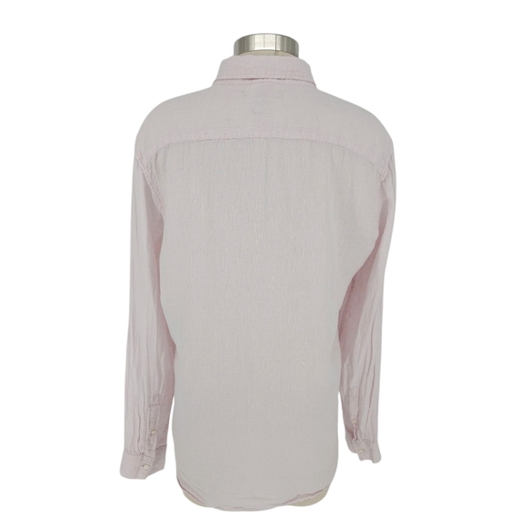 Michael Kors Slim Fit Shirt Linen Light Pink Long Sleeve Button Collared Large - Picture 4 of 6